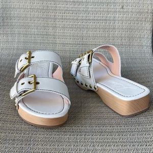 J Crew Leather Double Buckle Strap Sandals White Size 9